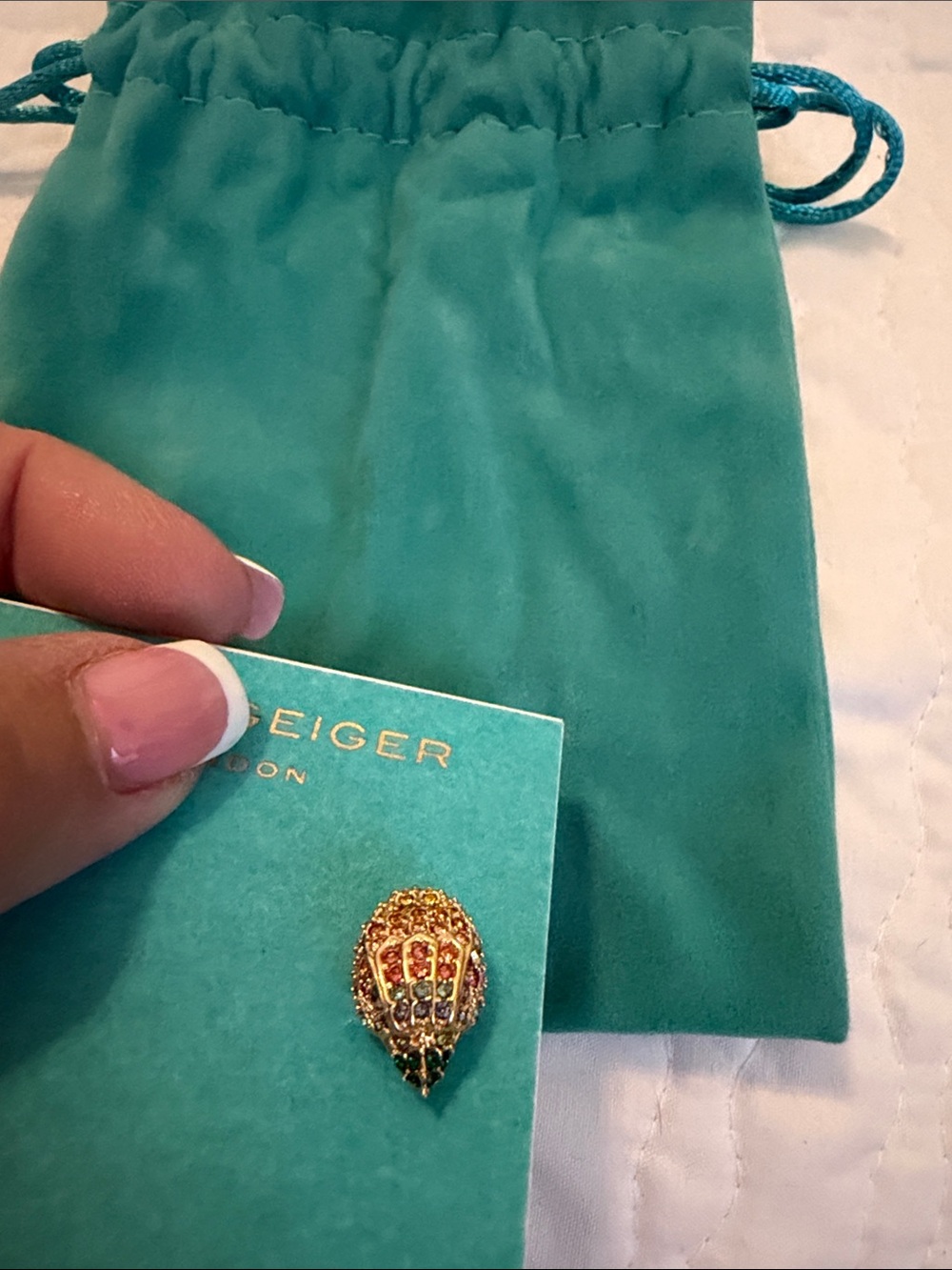Kurt Geiger Gold Tone Teardrop Stud Earrings with Multicolor Crystals - Picture 3 of 5